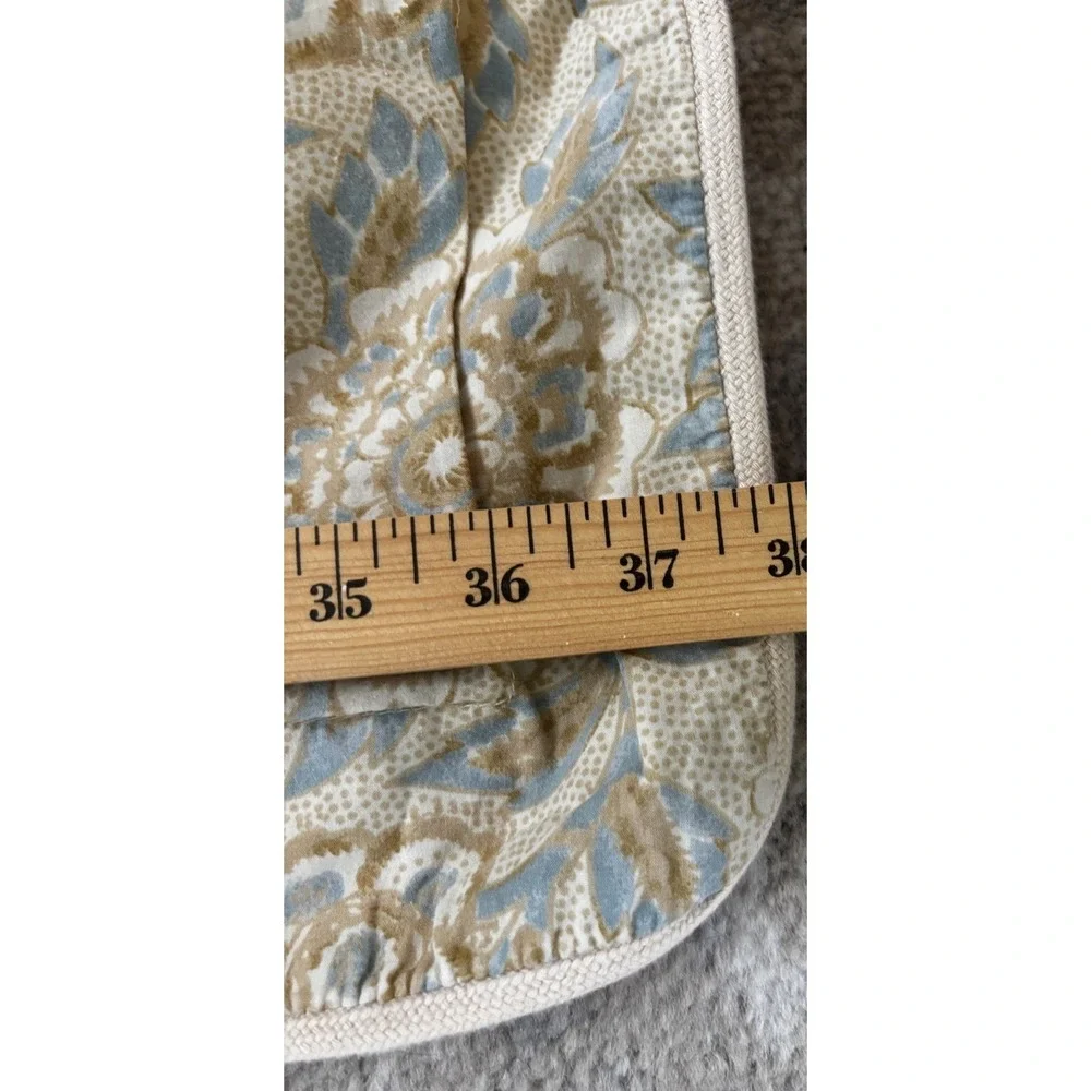 Chaps Ralph Lauren Shams KING Floral‎ Blue Taupe Gold Reversible PAIR Vintage